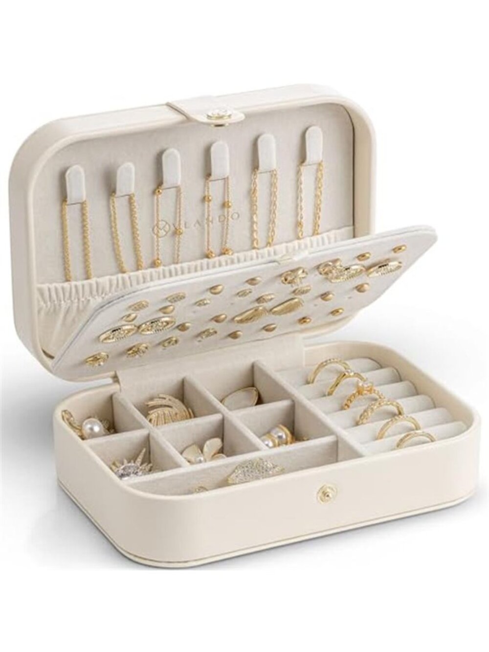 Small Travel Jewelry Box Organizer PU Leather Ring Necklace Earring Holder